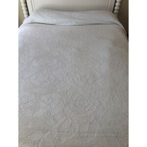 Vintage Queen Spread Cotton Coverlet Hobnail Cottage White Fringe 82x104 Floral